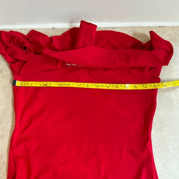 Susanna Monaco Red Ruffle Slit Maternity Gown Womens Size S Formal Off Shoulder - Picture 11 of 16